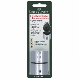 Šiljilo pvc s pvc kutijom 3rupe Grip 2001 Trio Faber-Castell 183897 srebrno blister!!