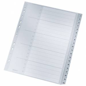 Pregrada plastična A4 brojevi 1-20 Leitz 12840000 siva