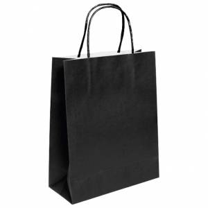 Vrećice ukrasne natron 18x22x8 cm pletena ručka pk50 Duga crne
