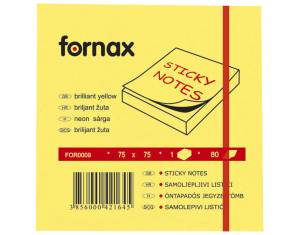 Blok samoljepljiv  75x75 mm  80L Fornax neon-žuti