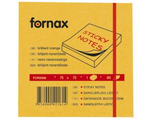 Blok samoljepljiv  75x75 mm  80L Fornax neon-narančasti