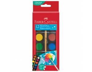 Boja vodena fi 24 mm 12boja+kist Faber-Castell 125017 blister