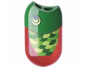 Šiljilo-gumica pvc s pvc kutijom 2rupe Riba/Papiga Faber-Castell 183525 crveno/zeleno