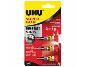 Ljepilo trenutačno  1g pk3 Super glue minis(cianoakrilat) UHU 45415 blister