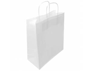 Vrećice ukrasne natron 32x41x12 cm pletene ručke pk50 Duga bijele
