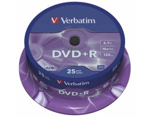 DVD+R 4,7/120 16x spindl Mat Silver pk25 Verbatim 43500