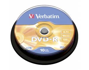 DVD-R 4,7/120 16x spindl Mat Silver pk10 Verbatim 43523