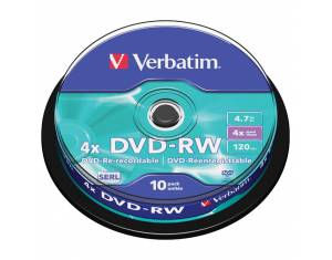 DVD-RW 4,7/120 4x spindl Mat Silver pk10 Verbatim 43552!!