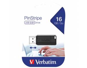 Memorija USB 16GB 2.0 PinStripe Verbatim 49063 crna blister