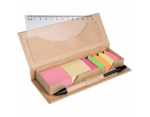Blok samoljepljiv u kutiji 2 post it + 5 zastavica + ravnalo + olovka kemijska