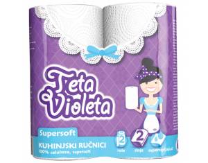 Ručnik papirnati jastučni 23cm dvoslojni pk2 Super Soft Violeta bijeli