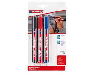 Marker permanentni 1,5-3mm okrugli vrh Edding 300/3boje blister 2+1 gratis