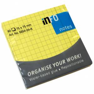 Blok samoljepljiv 75x75 mm karo 80L Global Notes 5654-34-K neon-žuti