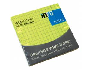 Blok samoljepljiv  75x75 mm karo 80L Global Notes 5654-33-K neon-zeleni