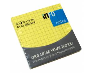 Blok samoljepljiv  75x75 mm karo 80L Global Notes 5654-34-K neon-žuti