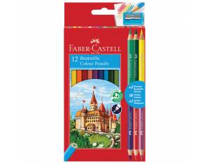 Boje drvene  12boja Faber-Castell 110312 blister+3boje drvene obostrane i GRATIS šiljilo