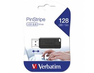 Memorija USB128GB 2.0 PinStripe Verbatim 49071 crna blister