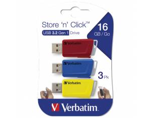 Memorija USB 3x16GB 3.0 Store'n'Click Verbatim 49306 sortirano blister