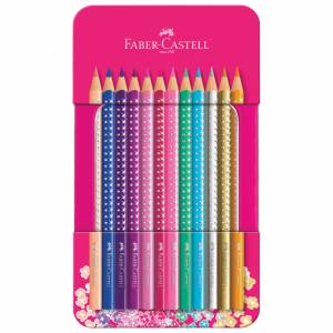 Boje drvene 12boja metalna kutija Sparkle Faber-Castell 201737