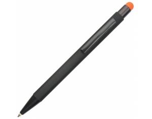 Olovka kemijska metalna gumirana+touch pen YFA2665B Oslo crno/narančasta
