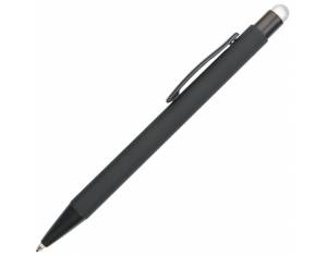 Olovka kemijska metalna gumirana+touch pen YFA2665B Oslo crno/srebrna