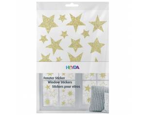 Naljepnice ukrasne za staklo A4 Zvijezde pk3 Heyda 20-35844 69 glitter zlatne blister