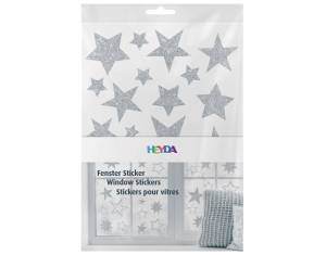 Naljepnice ukrasne za staklo A4 Zvijezde pk3 Heyda 20-35844 70 glitter srebrne blister