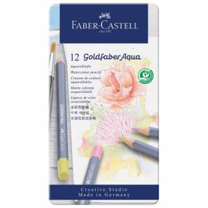 Boje drvene-vodene 12boja metalna kutija Goldfaber Aqua Faber-Castell 114622 pastelne