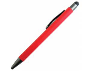 Olovka kemijska metalna gumirana+touch pen YFA 2665C Bergen crveno/antracit