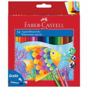 Boje drvene-vodene 24boje+kist Aquarell Faber-Castell 114425 blister