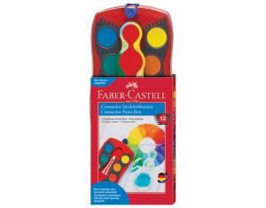 Boja vodena fi 24 mm 12boja+bijela tempera Connector Faber-Castell 125030 crvena kutija