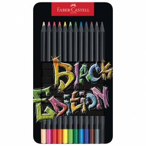 Boje drvene 12boja metalna kutija Black Edition Faber-Castell 116413