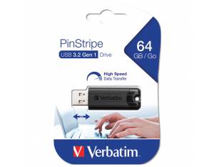 Memorija USB 64GB 3.0 PinStripe Verbatim 49318 crni blister