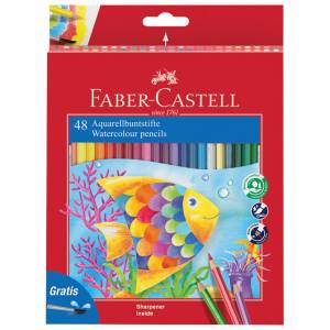 Boje drvene-vodene 48boja+kist+šiljilo Aquarell Faber Castell 114448 blister