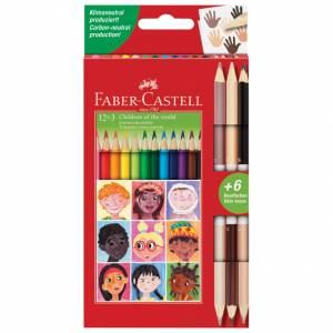 Boje drvene 12boja trokutaste+3boje drvene obostrane Skin Faber Castell 511514 blister