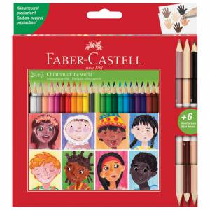 Boje drvene 24boje trokutaste+3boje drvene obostrane Skin Faber Castell 511515 blister