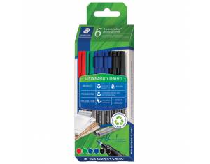 Marker permanentni 0,6 mm pk6 reciklirani Lumocolor Staedtler 318 C6-1