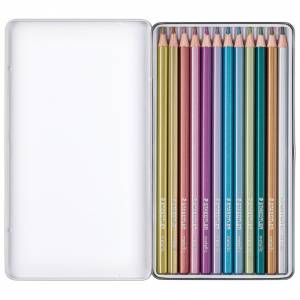 Boje drvene 12boja metalna kutija Metallic Design Journey Staedtler 146M M12 blister!!
