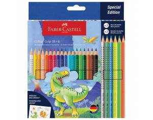 Boje drvene  18 boja Grip 2001 + 6 boja drvenih metalic i neon Dino Faber Castell 201546 blister