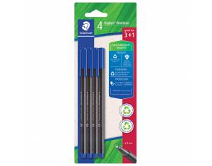 Flomaster fineliner 0,3mm pk3+1 gratis reciklirani Triplus Staedtler 334 R-3BK4 plavi