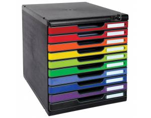 Kutija s 10 ladica s ključem Exacompta 332798D crna-sort