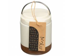 Posuda termo MoLu Porto Cervo 3983 metalna s drvenim podnožjem 400ml bijela